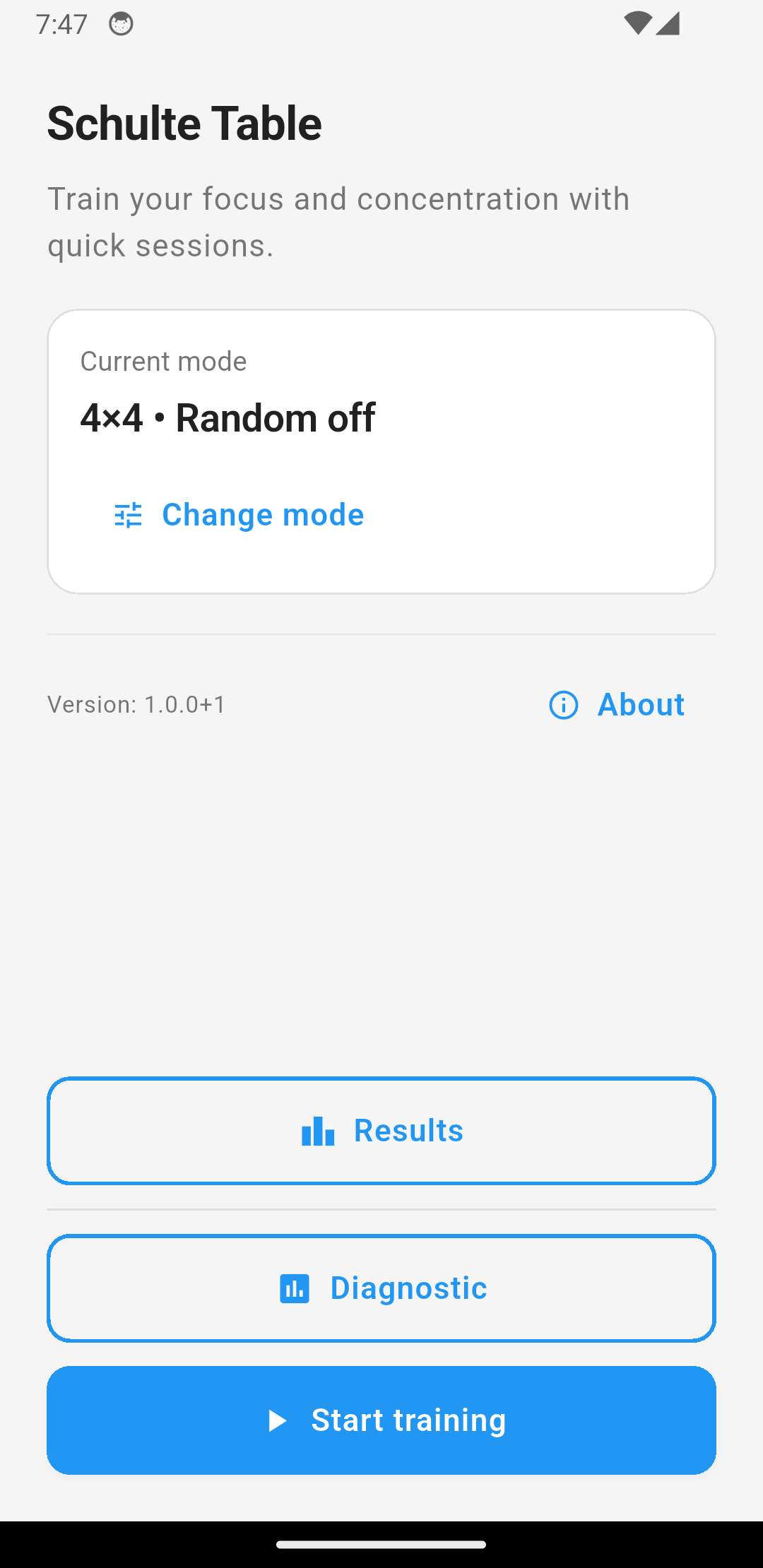 Schulte Table app screenshot 1
